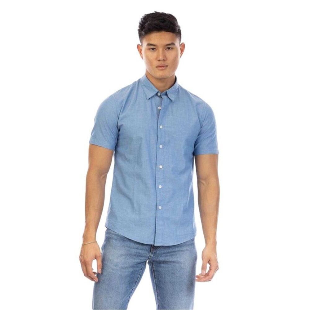 Peter Werth Mens Plain Collared Regular Shirt / Indigo
